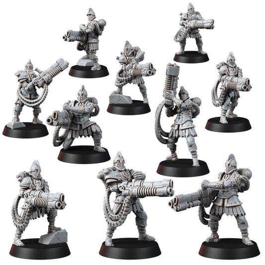 Tech Priests Cult Of Mars Covenants (10 Units), proxy miniature, squad, 28mm heroic scale unpainted resin