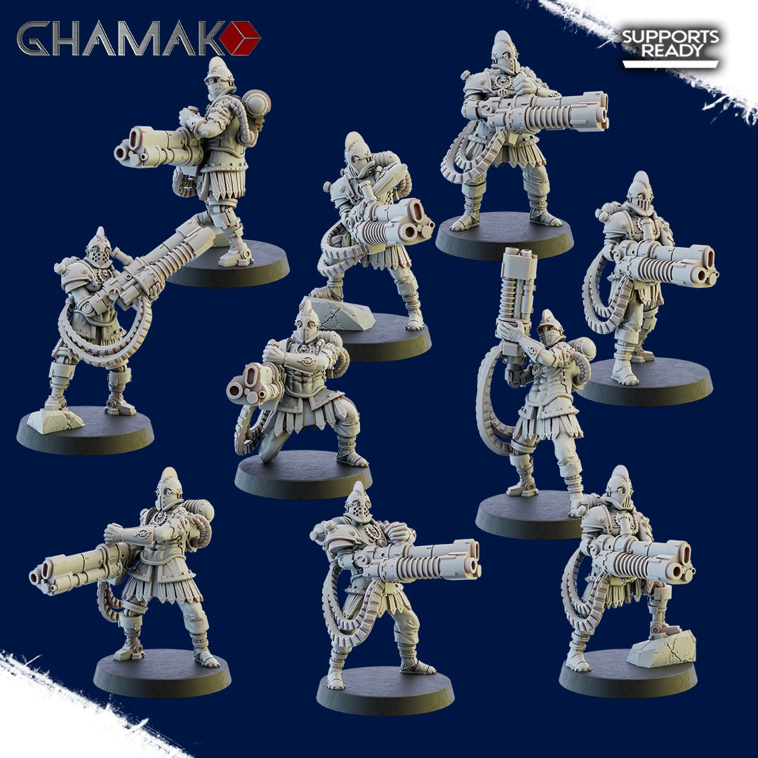 Tech Priests Cult Of Mars Covenants (10 Units), proxy miniature, squad, 28mm heroic scale unpainted resin, view 2