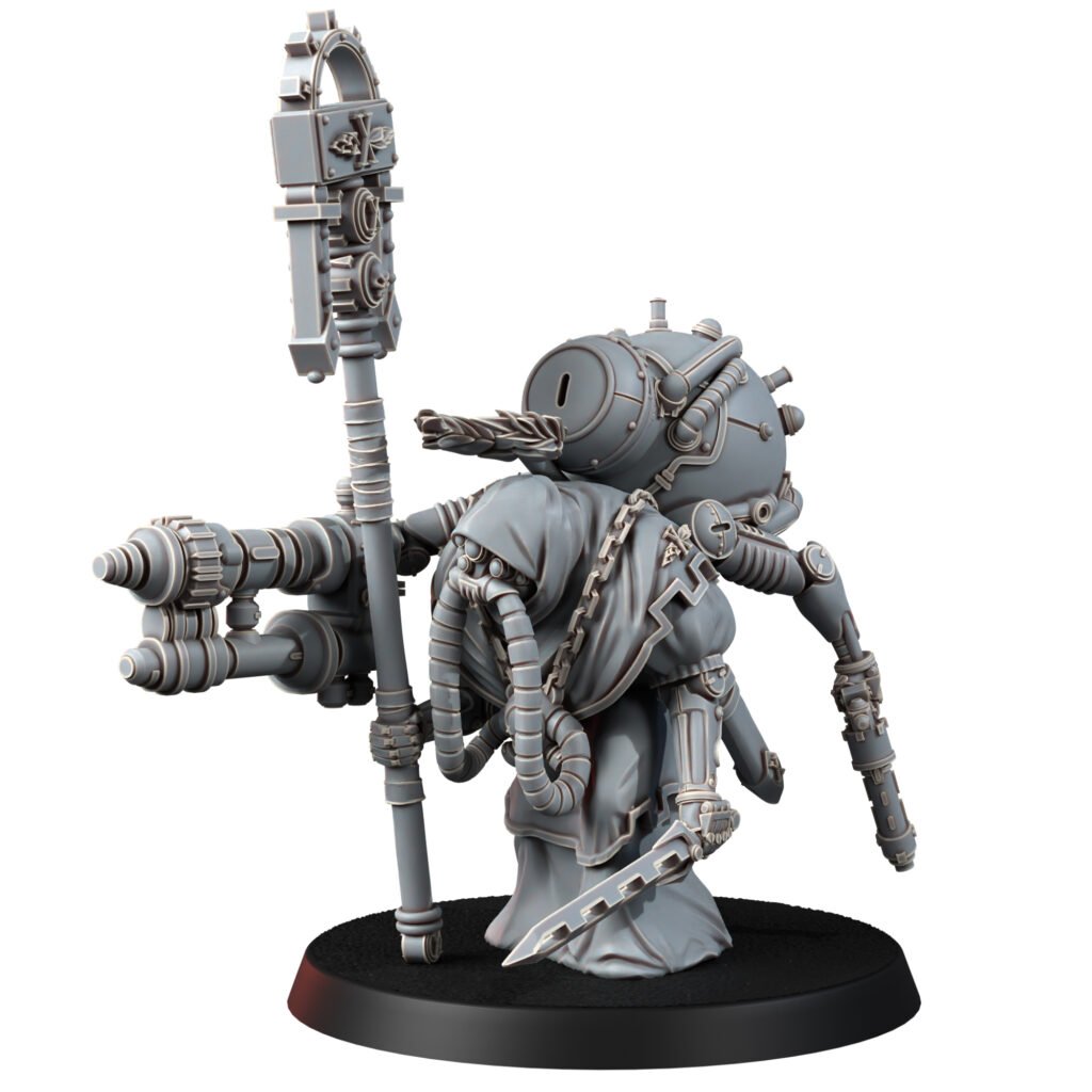 Tech Priests Cult Of Mars Forge Priest, proxy miniature, character, 28mm heroic scale unpainted resin