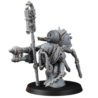 Tech Priests Cult Of Mars Forge Priest, proxy miniature, character, 28mm heroic scale unpainted resin, view 2