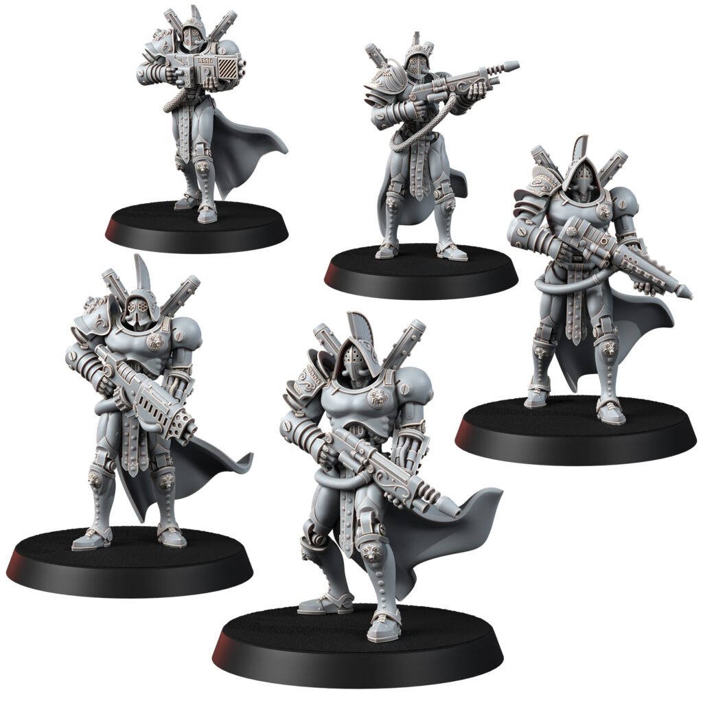 Tech Priests Cult Of Mars Forged, proxy miniature, 28mm heroic scale unpainted resin