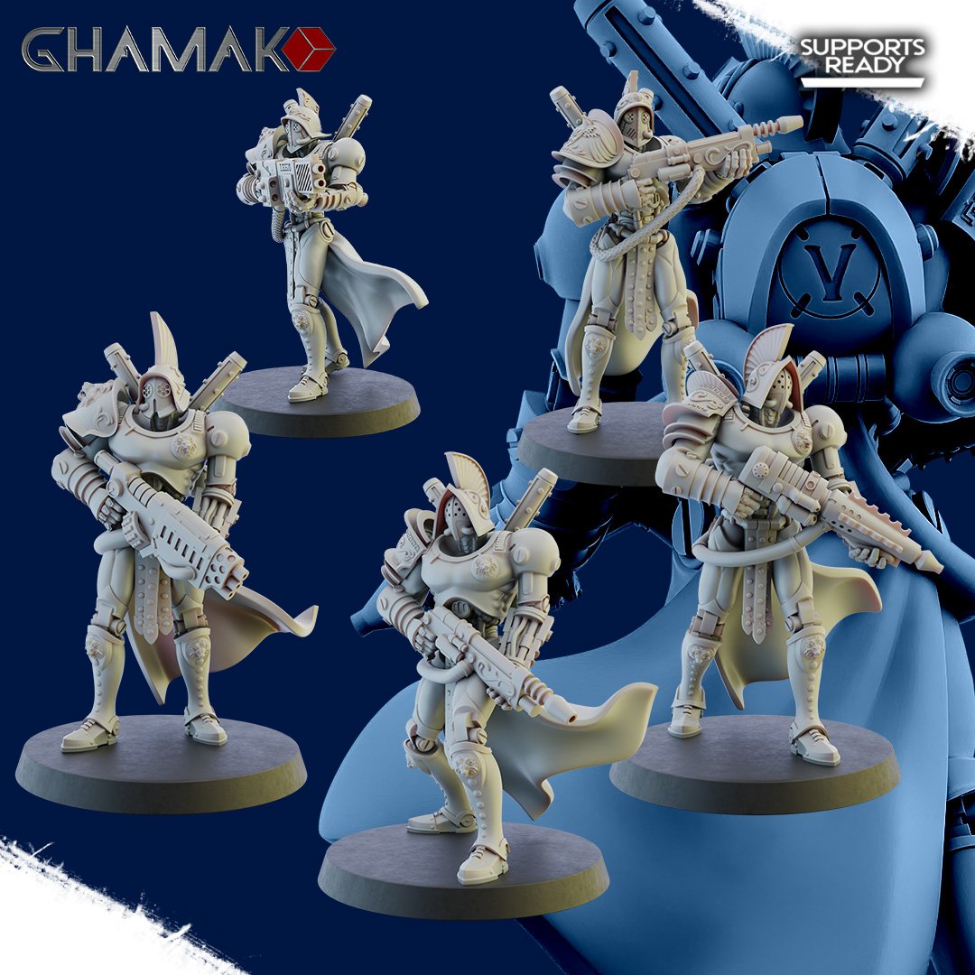 Tech Priests Cult Of Mars Forged, proxy miniature, 28mm heroic scale unpainted resin, view 2