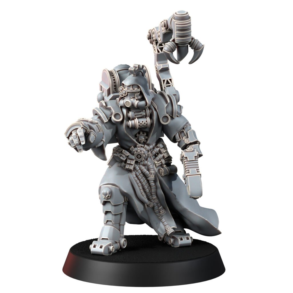 Tech Priests Cult Of Mars Iron Golems Team (3 Units), proxy miniature, squad, 28mm heroic scale unpainted resin, view 3