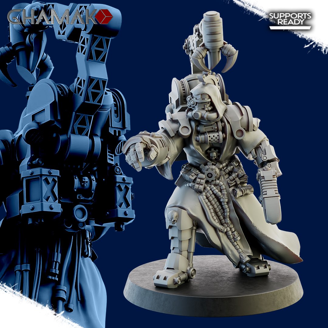 Tech Priests Cult Of Mars Iron Golems Team (3 Units), proxy miniature, squad, 28mm heroic scale unpainted resin, view 6