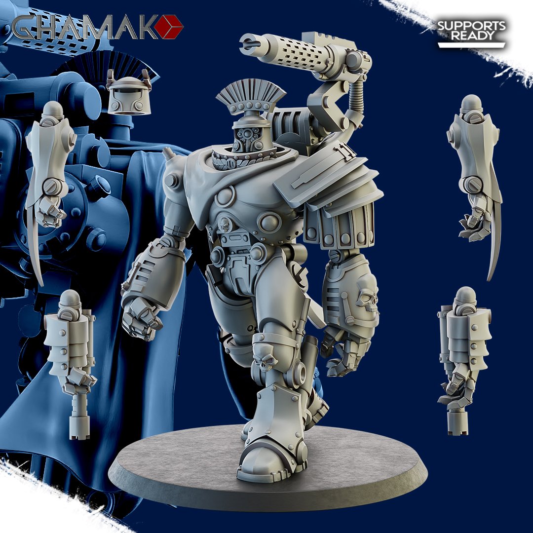 Tech Priests Cult Of Mars Iron Golems Team (3 Units), proxy miniature, squad, 28mm heroic scale unpainted resin, view 8