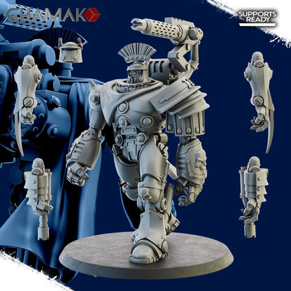 Tech Priests Cult Of Mars Iron Golems Team (3 Units), proxy miniature, squad, 28mm heroic scale unpainted resin, view 8