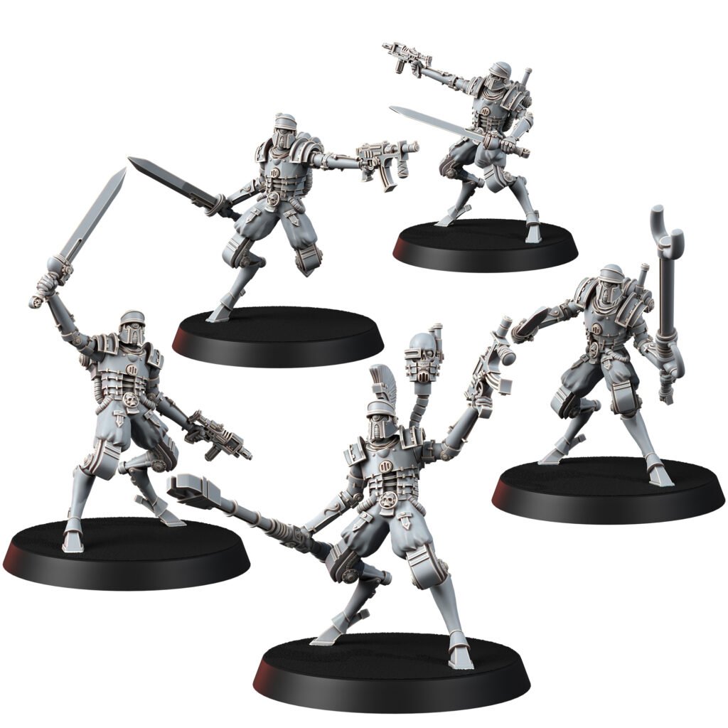 Tech Priests Cult Of Mars Ironreborned (5 Units), proxy miniature, squad, 28mm heroic scale unpainted resin