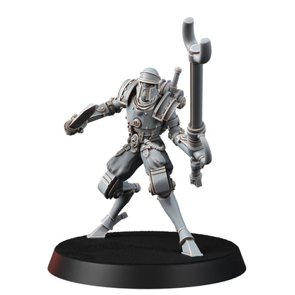 Tech Priests Cult Of Mars Ironreborned (5 Units), proxy miniature, squad, 28mm heroic scale unpainted resin, view 5