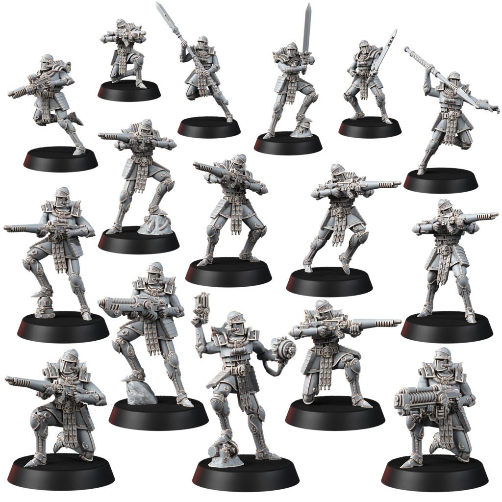 Tech Priests Cult Of Mars Martian Gatekeepers (16 Units), proxy miniature, squad, 28mm heroic scale unpainted resin