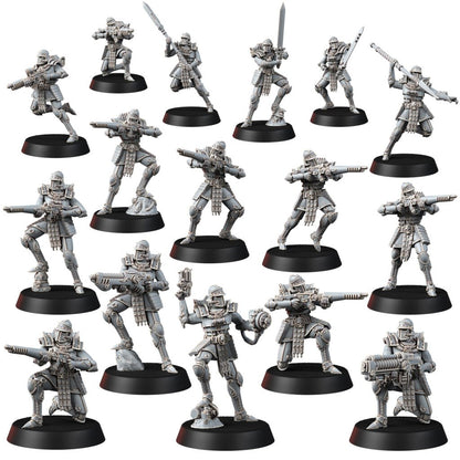 Tech Priests Cult Of Mars Martian Gatekeepers (16 Units), proxy miniature, squad, 28mm heroic scale unpainted resin
