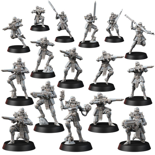 Tech Priests Cult Of Mars Martian Gatekeepers (16 Units), proxy miniature, squad, 28mm heroic scale unpainted resin