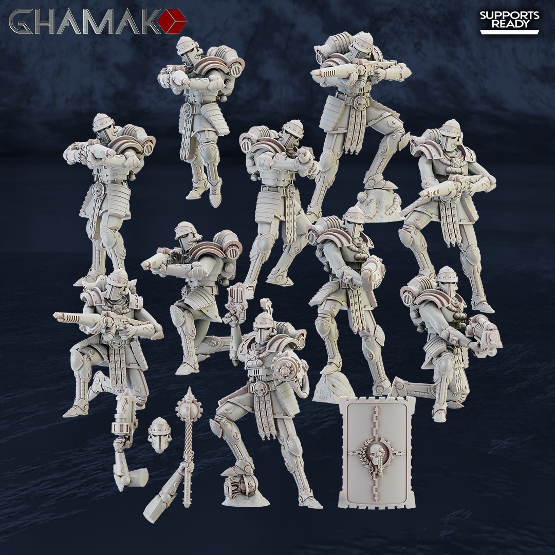 Tech Priests Cult Of Mars Martian Gatekeepers (16 Units), proxy miniature, squad, 28mm heroic scale unpainted resin, view 2