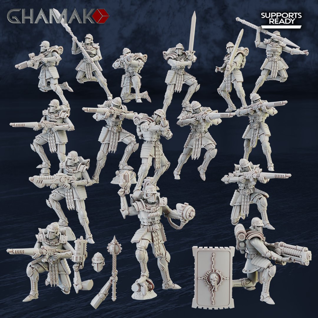 Tech Priests Cult Of Mars Martian Gatekeepers (16 Units), proxy miniature, squad, 28mm heroic scale unpainted resin, view 3