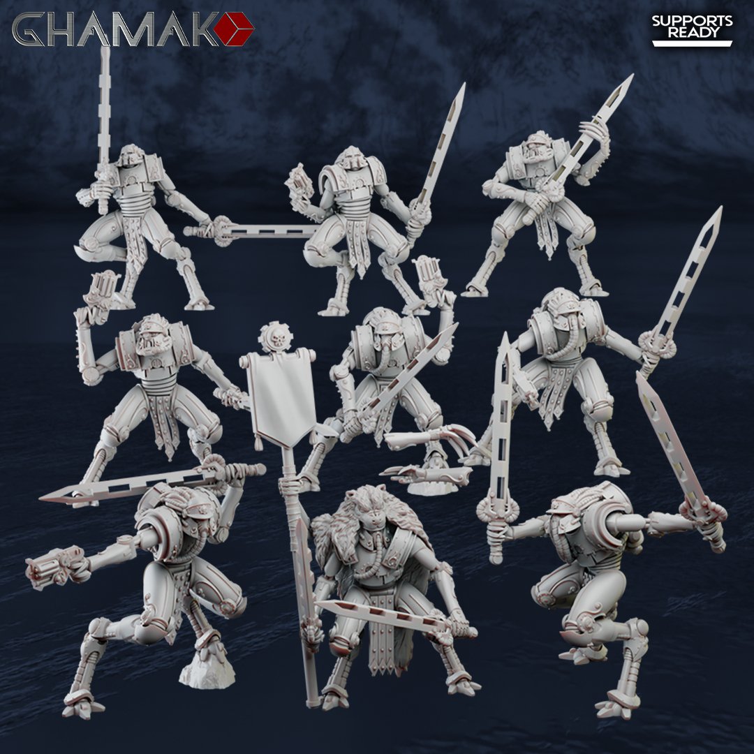 Tech Priests Cult Of Mars Martian Ironbreakers (9 Units), proxy miniature, squad, 28mm heroic scale unpainted resin, view 2