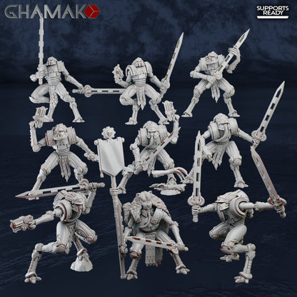Tech Priests Cult Of Mars Martian Ironbreakers (9 Units), proxy miniature, squad, 28mm heroic scale unpainted resin, view 2