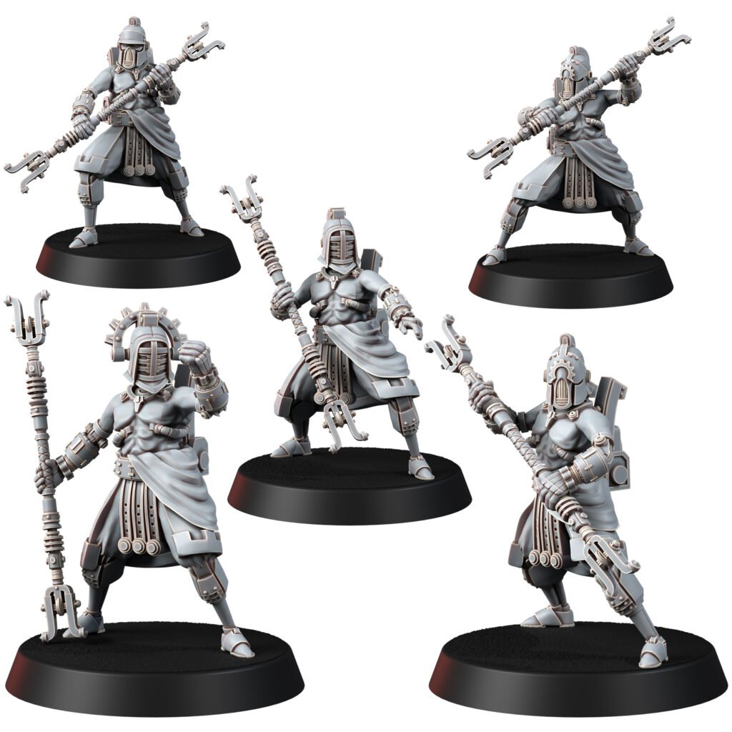 Tech Priests Cult Of Mars Olympus Devotees (5 Units), proxy miniature, squad, 28mm heroic scale unpainted resin
