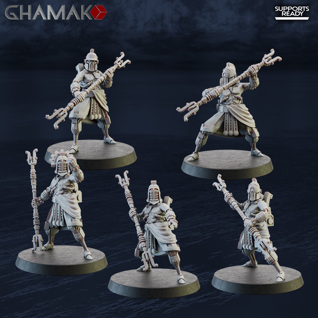 Tech Priests Cult Of Mars Olympus Devotees (5 Units), proxy miniature, squad, 28mm heroic scale unpainted resin, view 2