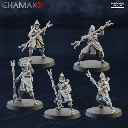 Tech Priests Cult Of Mars Olympus Devotees (5 Units), proxy miniature, squad, 28mm heroic scale unpainted resin, view 2