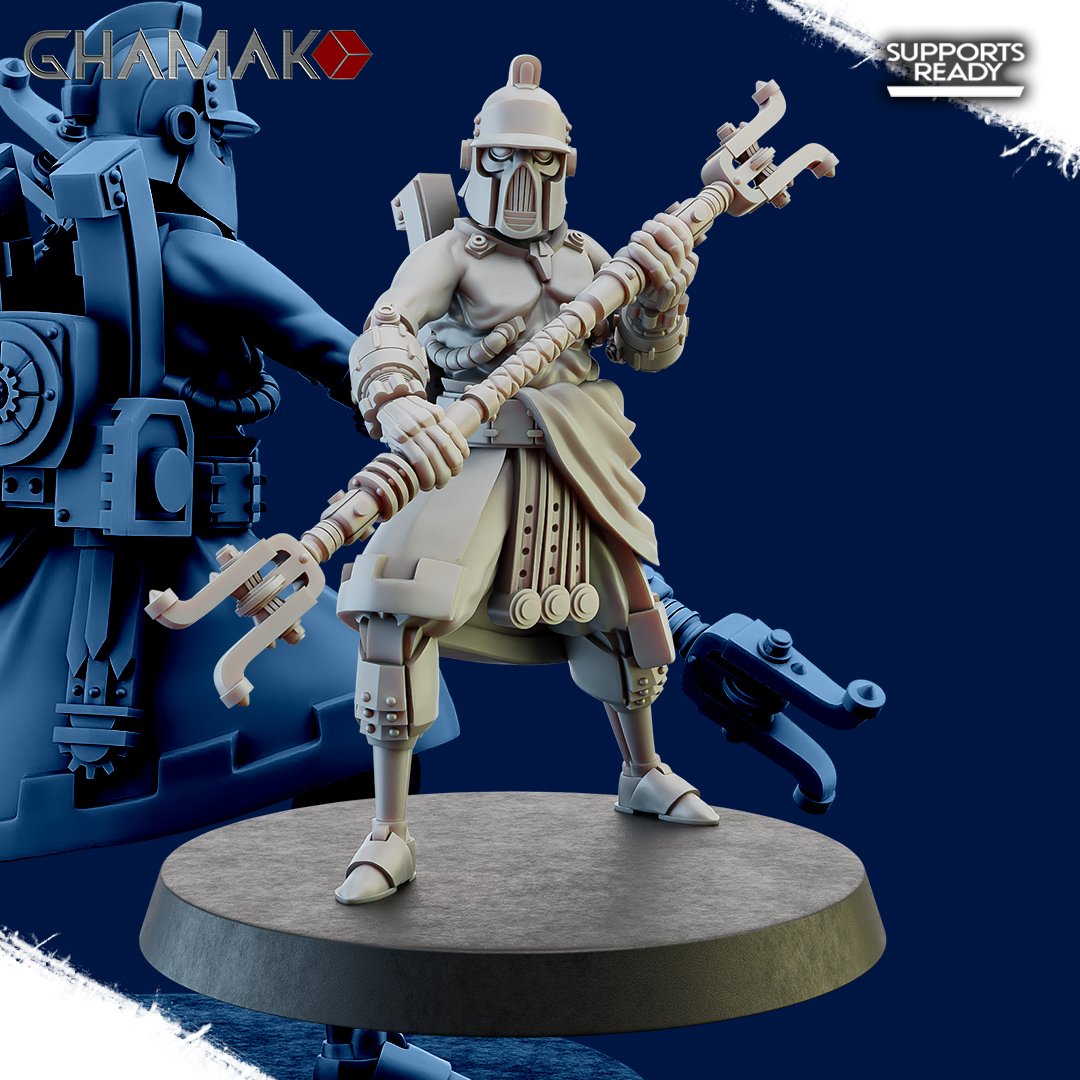 Tech Priests Cult Of Mars Olympus Devotees (5 Units), proxy miniature, squad, 28mm heroic scale unpainted resin, view 8