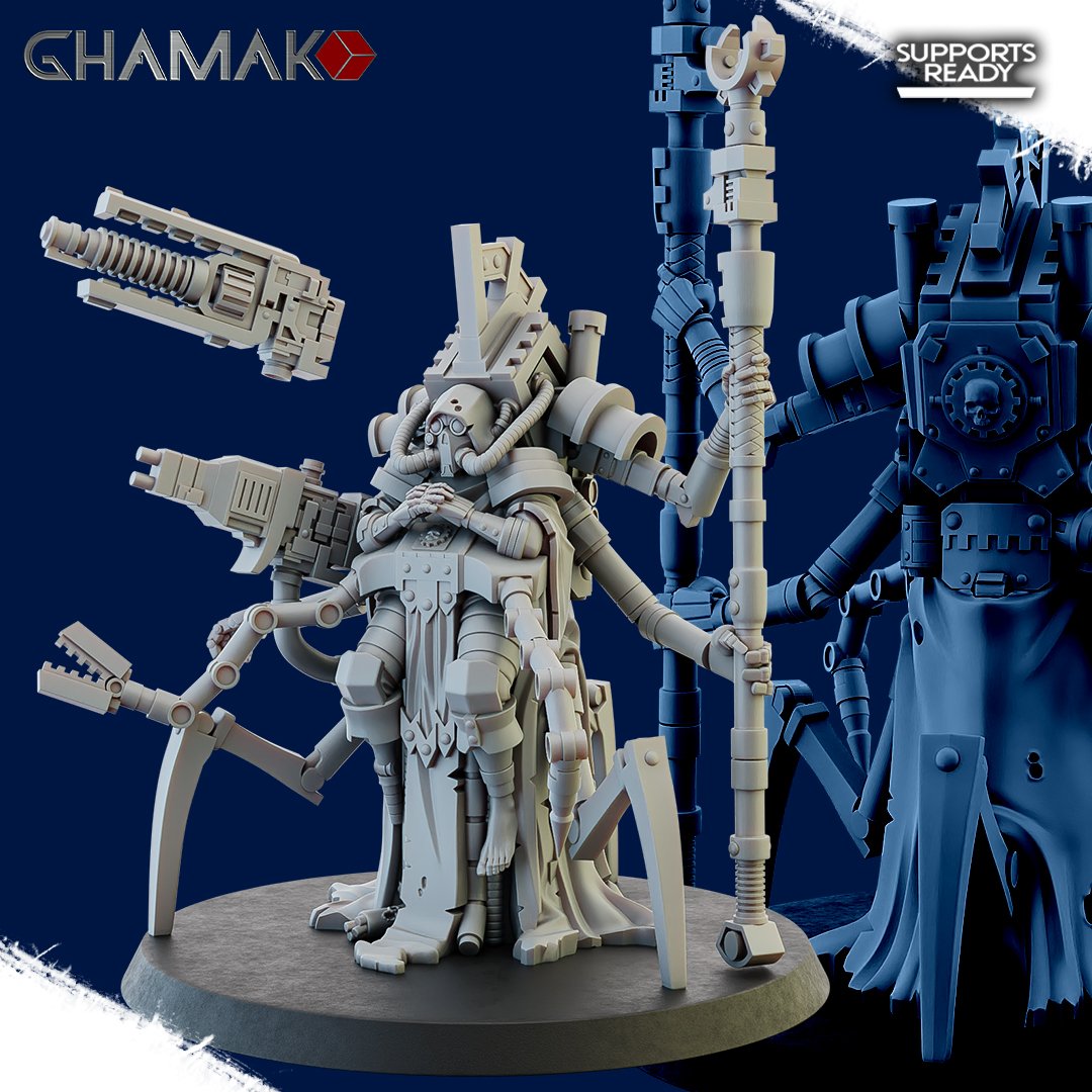 Tech Priests Cult Of Mars Olympus Enlightened, proxy miniature, 28mm heroic scale unpainted resin, view 2