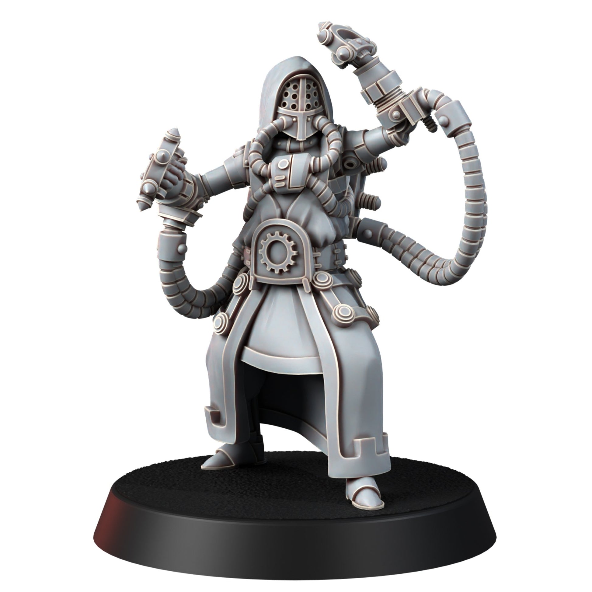 Tech Priests Cult Of Mars Olympus Monks (5 Units), proxy miniature, squad, 28mm heroic scale unpainted resin, view 4