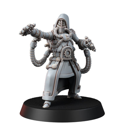 Tech Priests Cult Of Mars Olympus Monks (5 Units), proxy miniature, squad, 28mm heroic scale unpainted resin, view 7