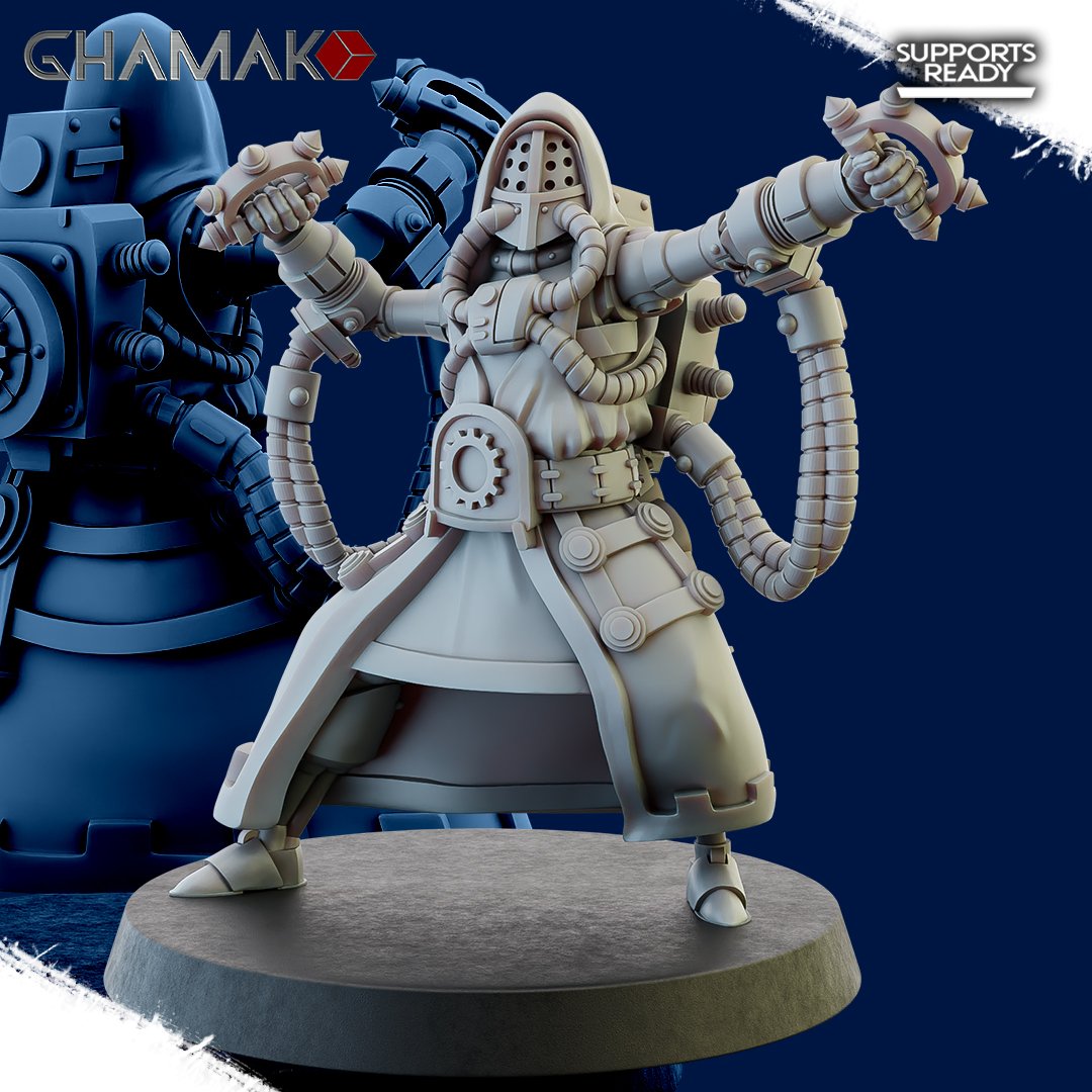 Tech Priests Cult Of Mars Olympus Monks (5 Units), proxy miniature, squad, 28mm heroic scale unpainted resin, view 8