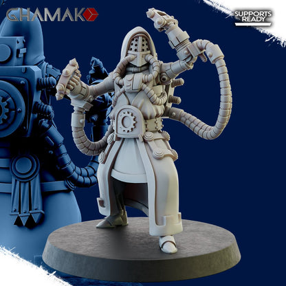 Tech Priests Cult Of Mars Olympus Monks (5 Units), proxy miniature, squad, 28mm heroic scale unpainted resin, view 9