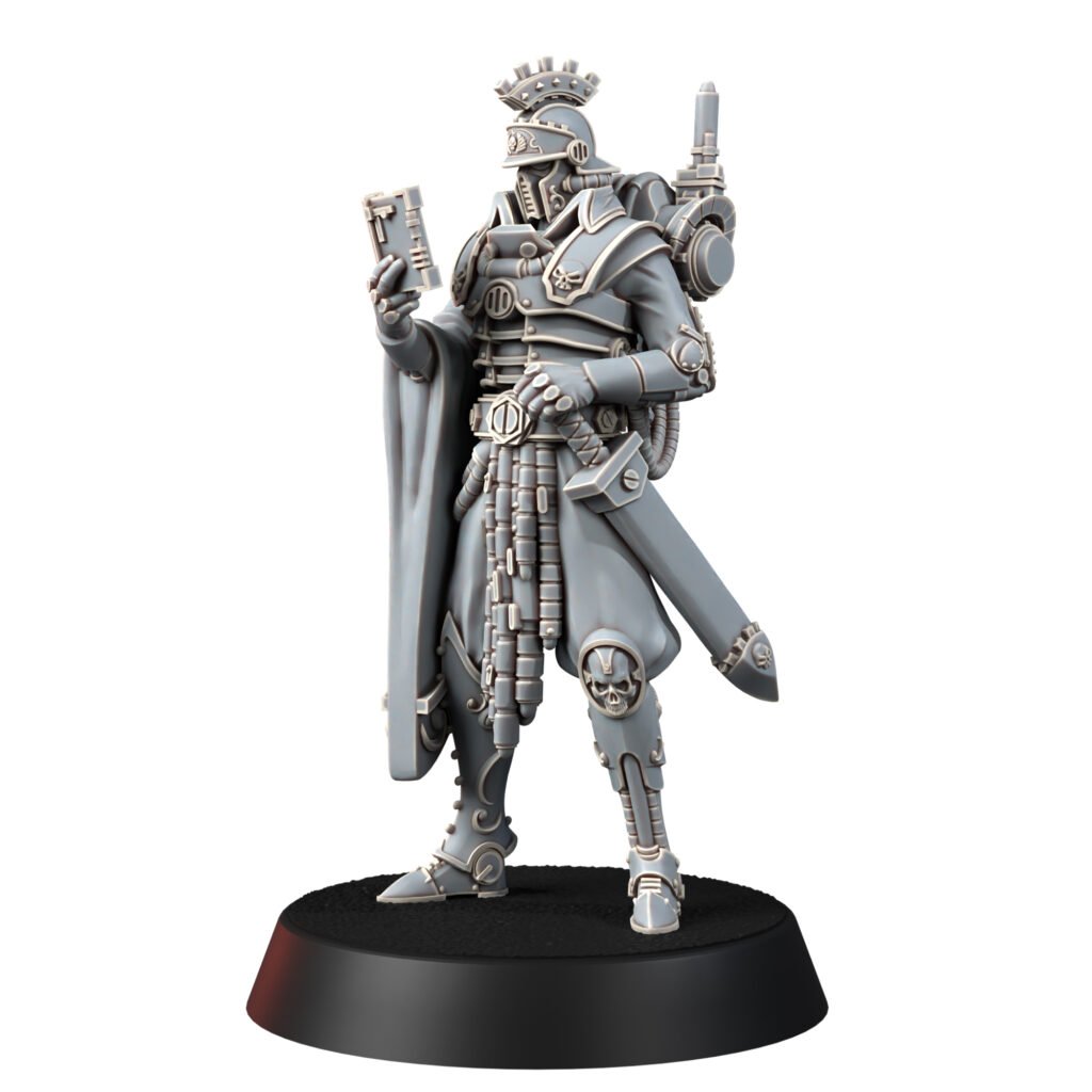 Tech Priests Cult Of Mars Pretorian, proxy miniature, 28mm heroic scale unpainted resin