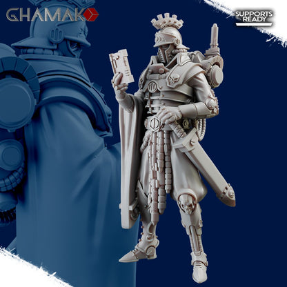 Tech Priests Cult Of Mars Pretorian, proxy miniature, 28mm heroic scale unpainted resin, view 2