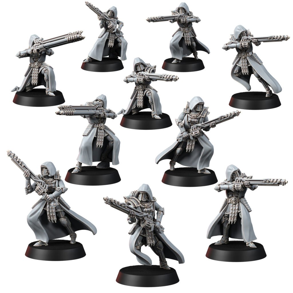 Tech Priests Cult Of Mars Rovers (10 Units), proxy miniature, squad, 28mm heroic scale unpainted resin
