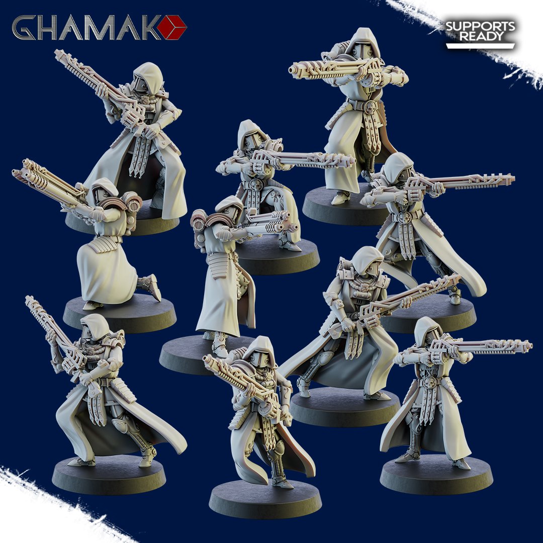 Tech Priests Cult Of Mars Rovers (10 Units), proxy miniature, squad, 28mm heroic scale unpainted resin, view 2