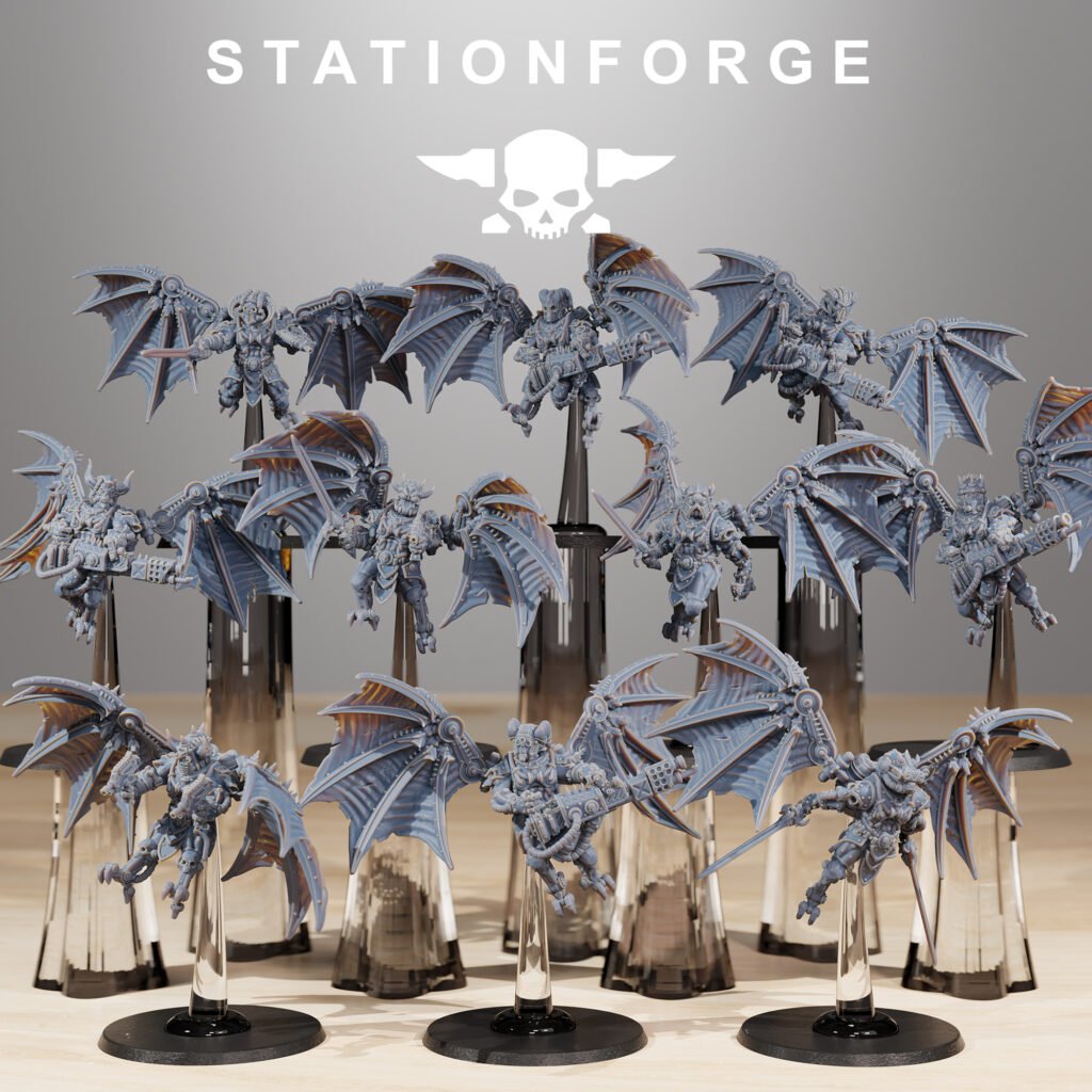 Tech Priests Pythonicus Flyers (10 Units), proxy miniature, squad, 28mm heroic scale unpainted resin