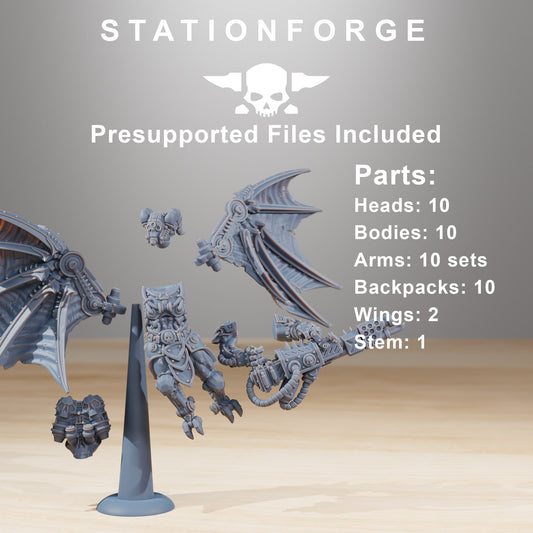 Tech Priests Pythonicus Flyers (10 Units), proxy miniature, squad, 28mm heroic scale unpainted resin, view 2