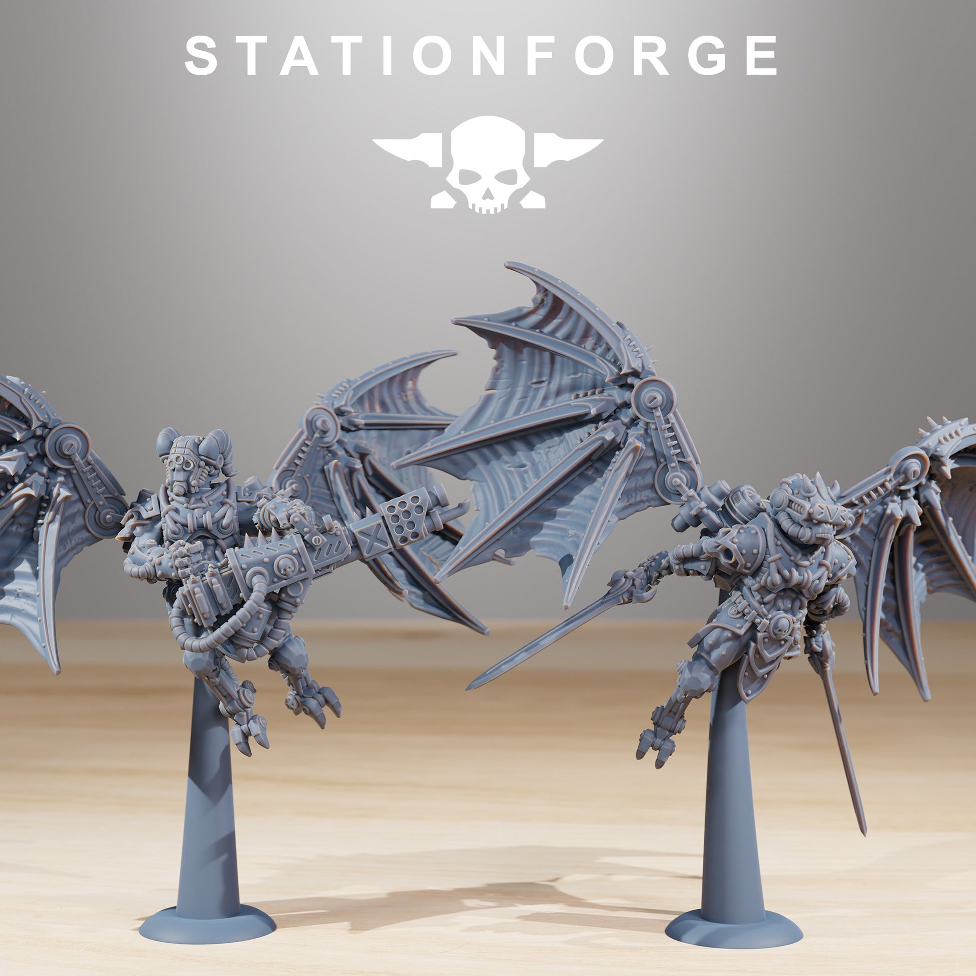 Tech Priests Pythonicus Flyers (10 Units), proxy miniature, squad, 28mm heroic scale unpainted resin, view 3