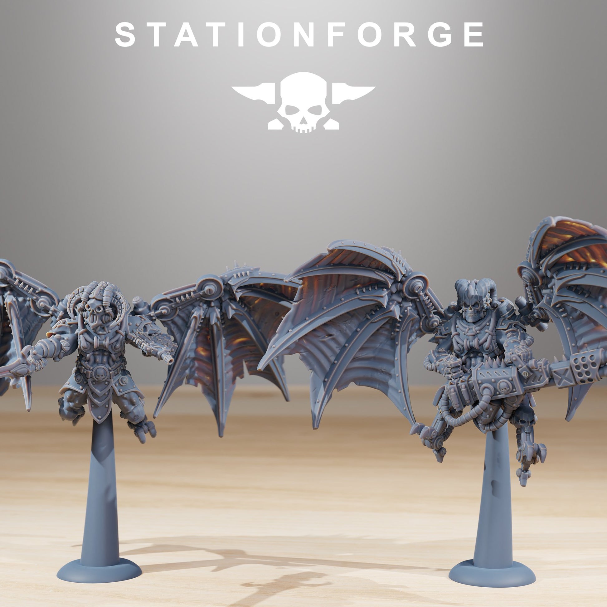 Tech Priests Pythonicus Flyers (10 Units), proxy miniature, squad, 28mm heroic scale unpainted resin, view 5
