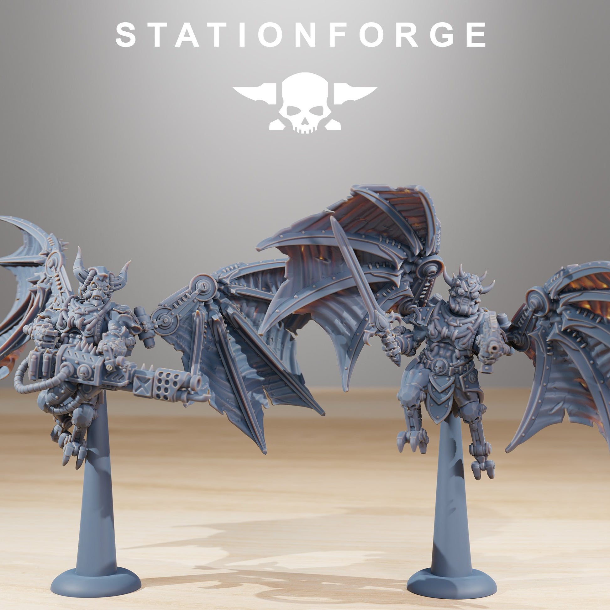 Tech Priests Pythonicus Flyers (10 Units), proxy miniature, squad, 28mm heroic scale unpainted resin, view 7