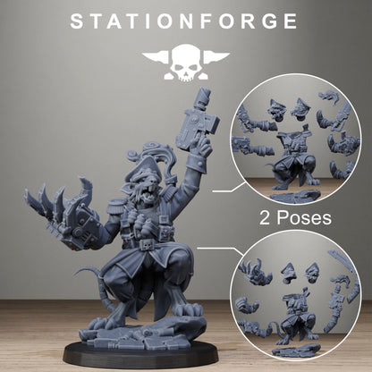 Tech Priests Raticus Officer, proxy miniature, 28mm heroic scale unpainted resin, view 2