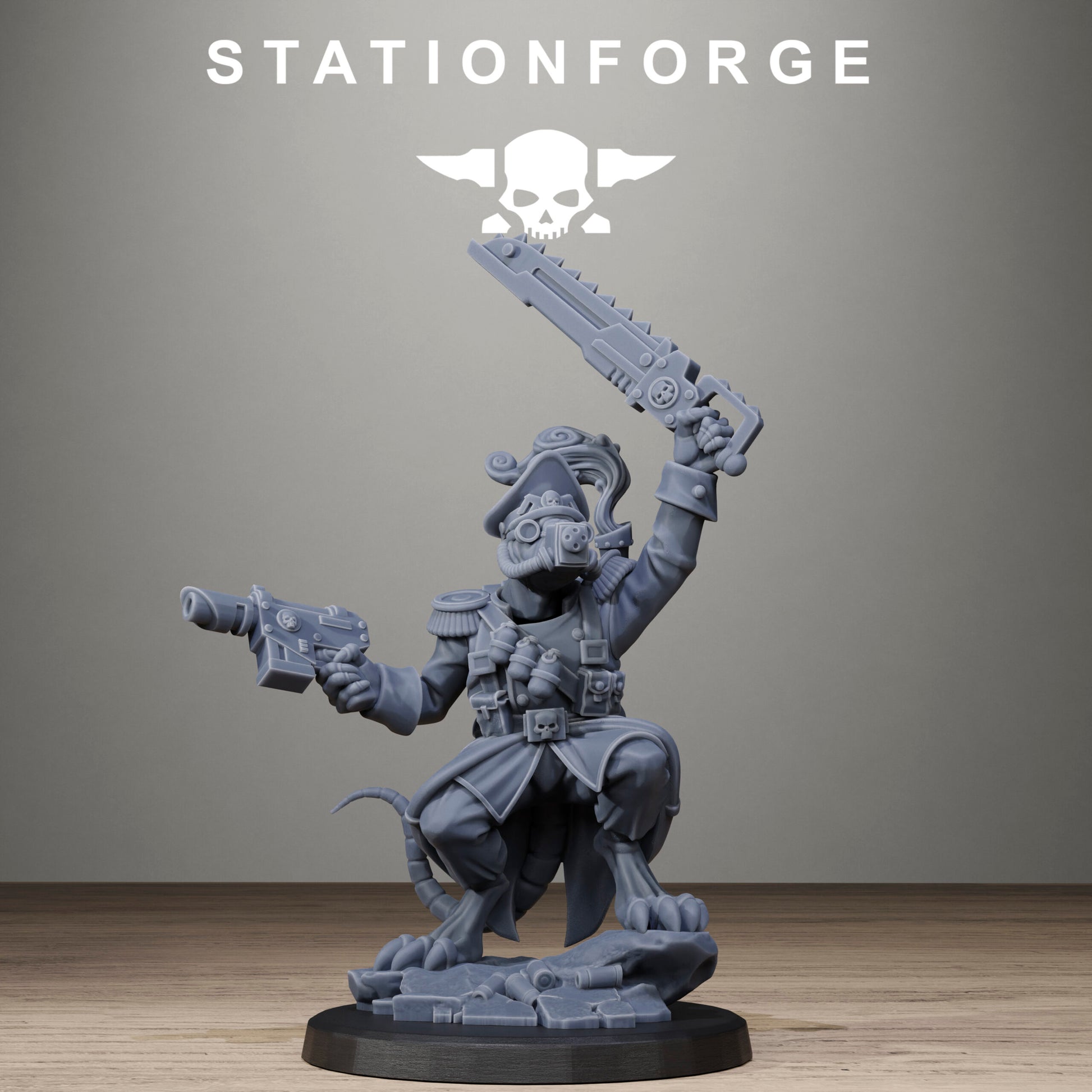 Tech Priests Raticus Officer, proxy miniature, 28mm heroic scale unpainted resin, view 3