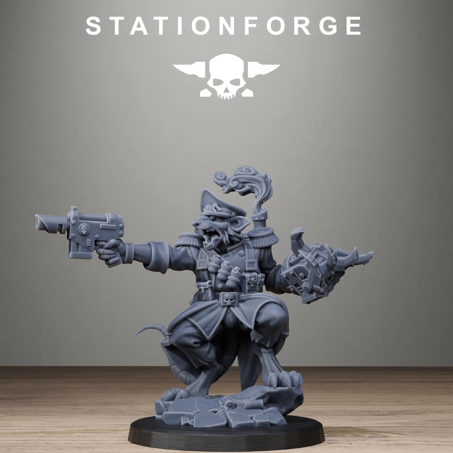 Tech Priests Raticus Officer, proxy miniature, 28mm heroic scale unpainted resin, view 7