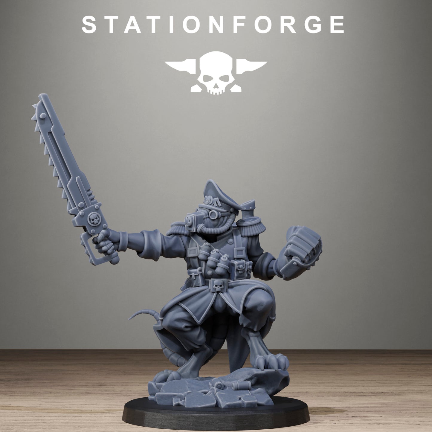 Tech Priests Raticus Officer, proxy miniature, 28mm heroic scale unpainted resin, view 8