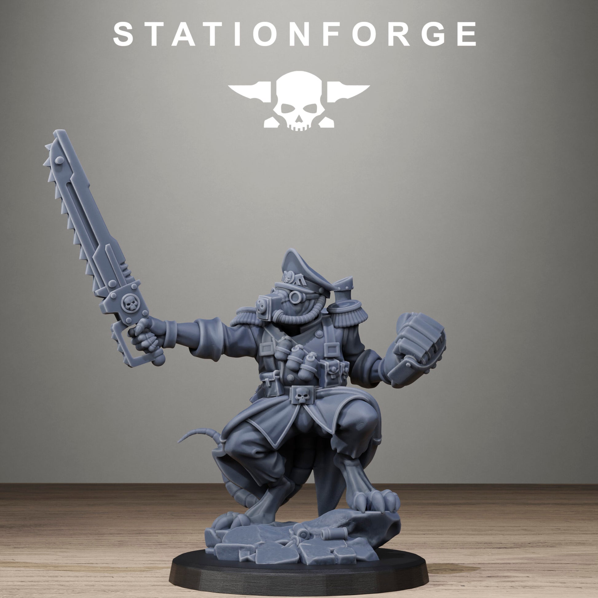 Tech Priests Raticus Officer, proxy miniature, 28mm heroic scale unpainted resin, view 8