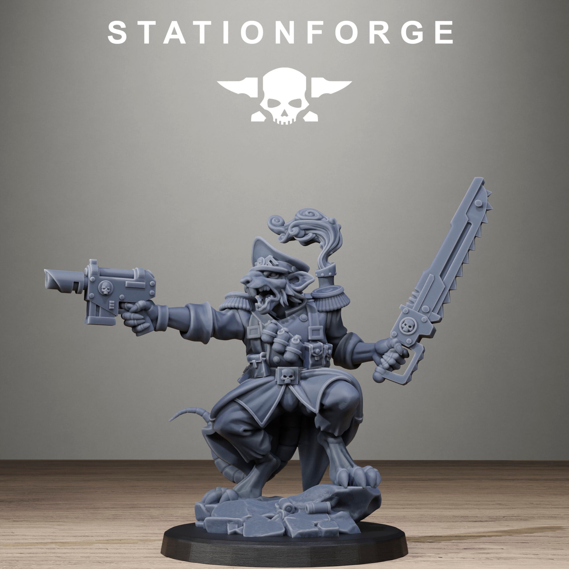 Tech Priests Raticus Officer, proxy miniature, 28mm heroic scale unpainted resin, view 9