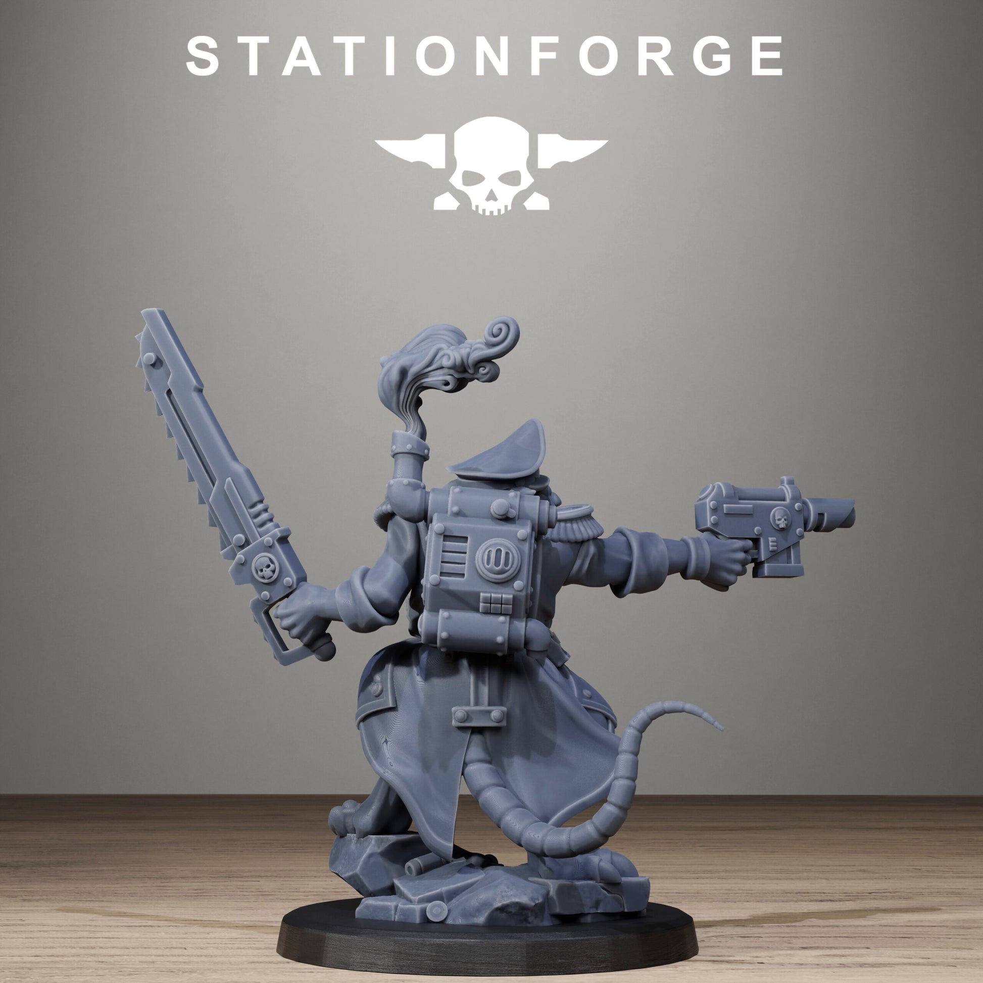 Tech Priests Raticus Officer, proxy miniature, 28mm heroic scale unpainted resin, view 10