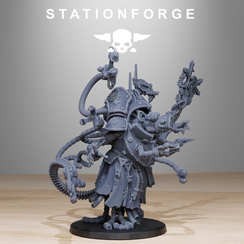Tech Priests Raticus Priest, proxy miniature, character, 28mm heroic scale unpainted resin, view 3