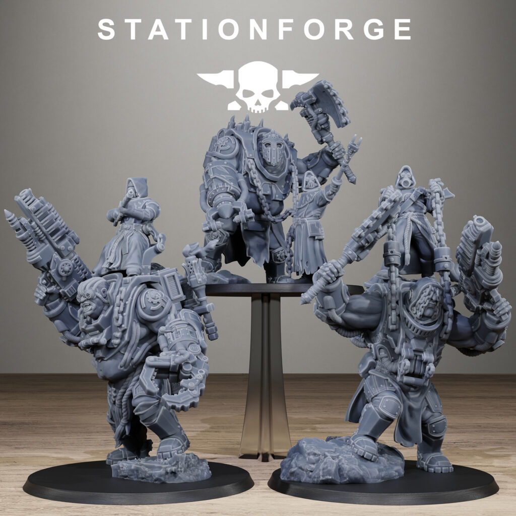Tech Priests Scavenger Beast Controllers, proxy miniature, monster, 28mm heroic scale unpainted resin