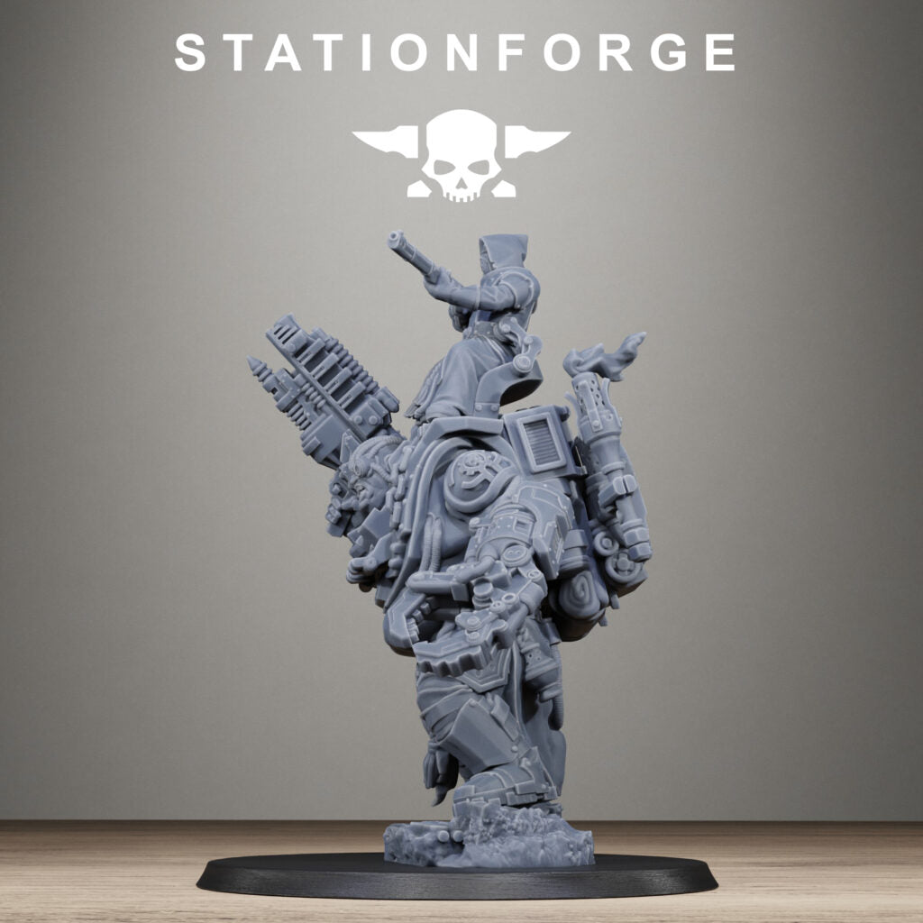 Tech Priests Scavenger Beast Controllers, proxy miniature, monster, 28mm heroic scale unpainted resin, view 4