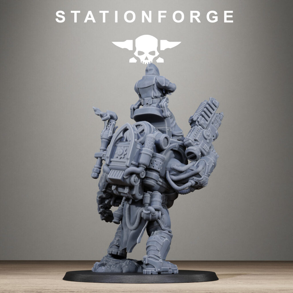 Tech Priests Scavenger Beast Controllers, proxy miniature, monster, 28mm heroic scale unpainted resin, view 6