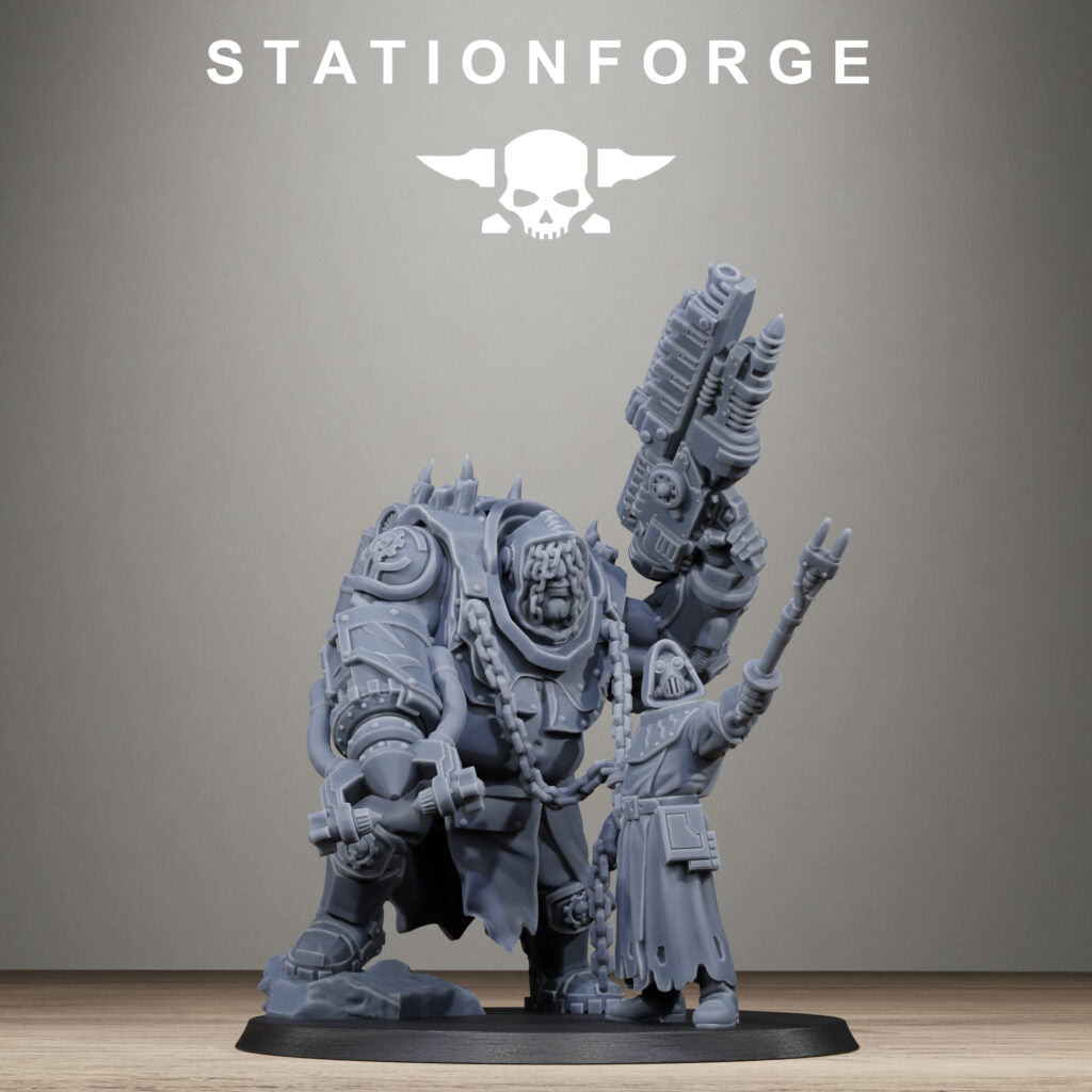 Tech Priests Scavenger Beast Controllers, proxy miniature, monster, 28mm heroic scale unpainted resin, view 7