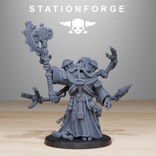 Tech Priests Scavenger Synpriest, proxy miniature, character, 28mm heroic scale unpainted resin